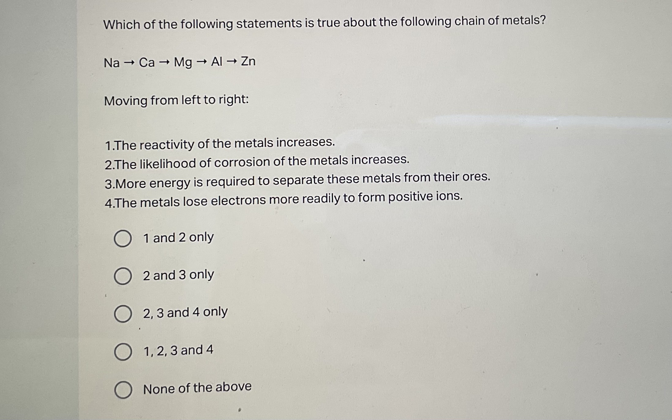 Which of the following statements is true about the following chain of