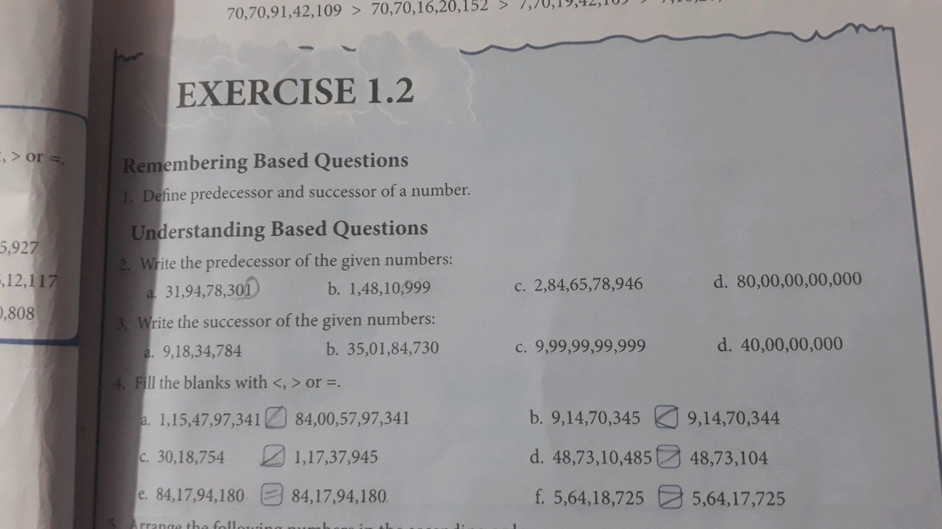 EXERCISE 1.2

Remembering Based Questions
1. Define predecessor and su