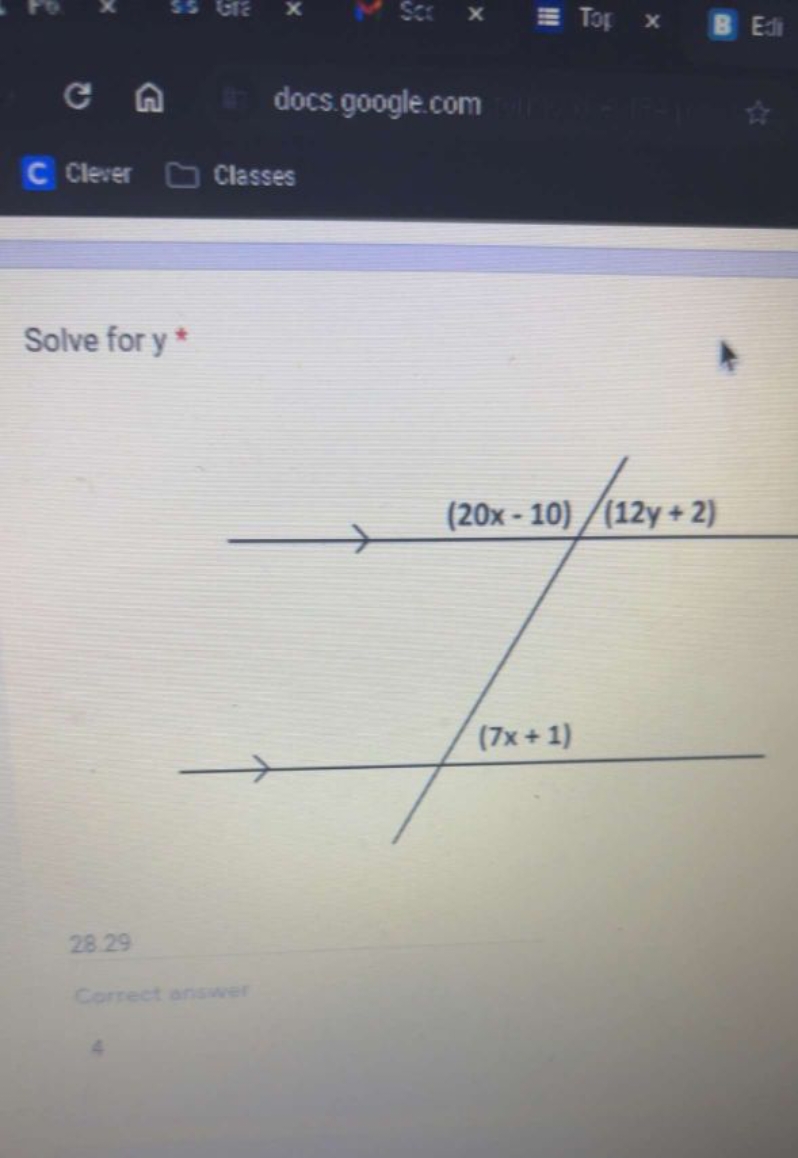 Cleser
docs.google com

Solve for y∗
28.29
—oriact answer 4