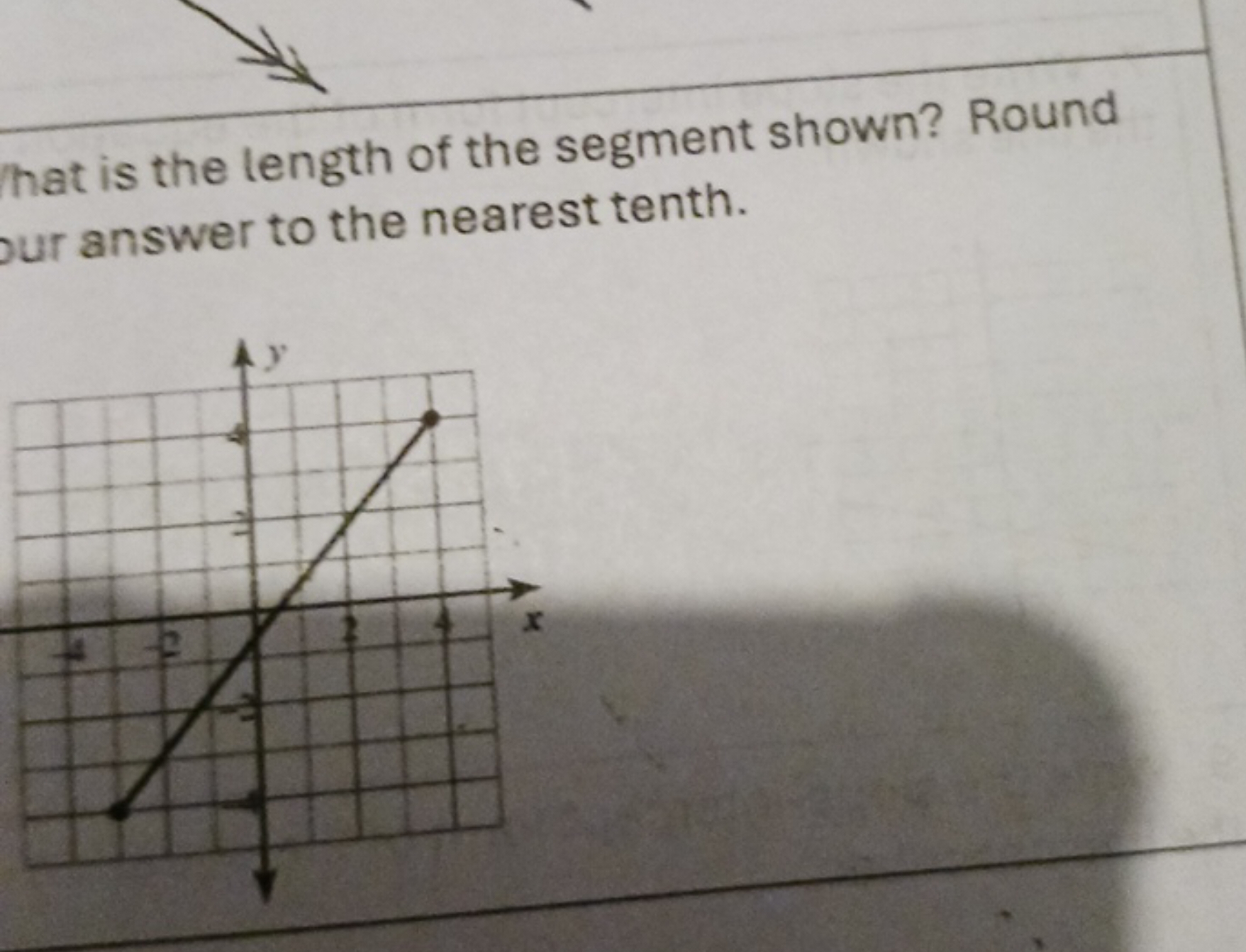 hat is the length of the segment shown? Round pur answer to the neares