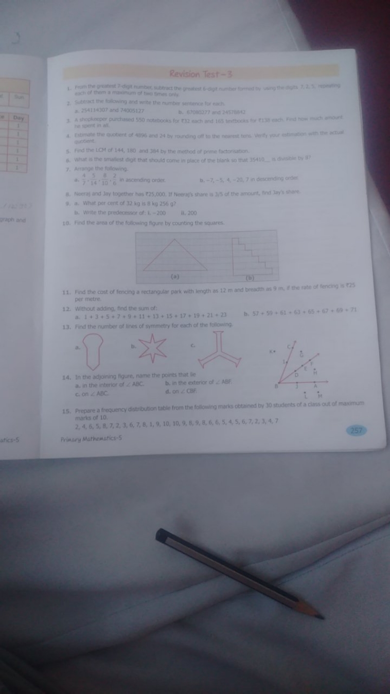 Revision Test-3
10 ubtract the greatest 6 -digit number fort
2. Subtra