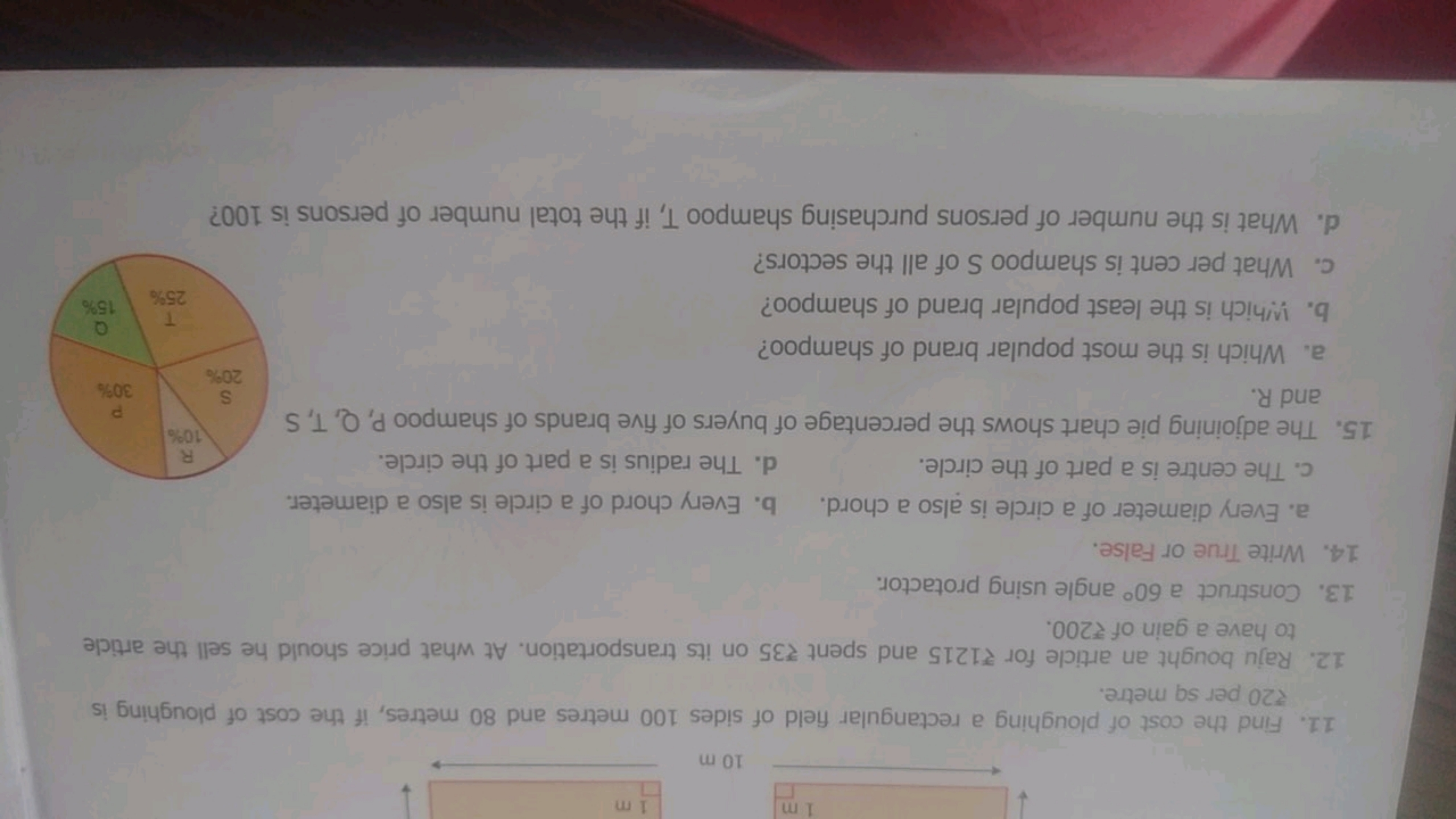 11. Find the cost of ploughing a rectangular field of sides 100 metres