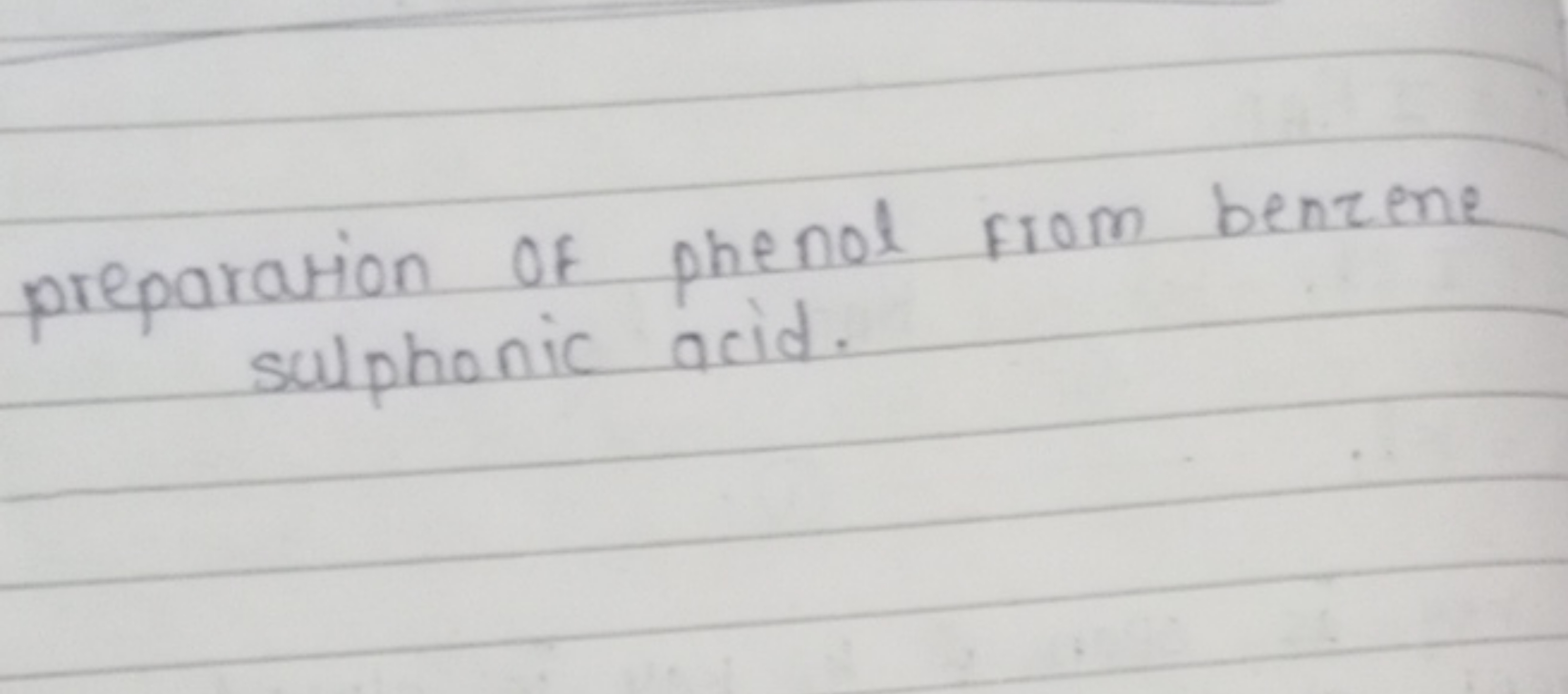 preparation of phenol from benzene sulphonic acid.