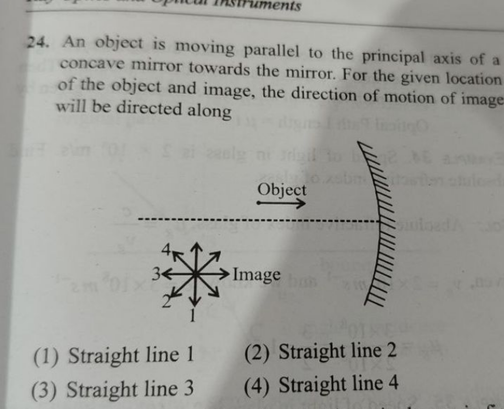 24. An object is moving parallel to the principal axis of a concave mi