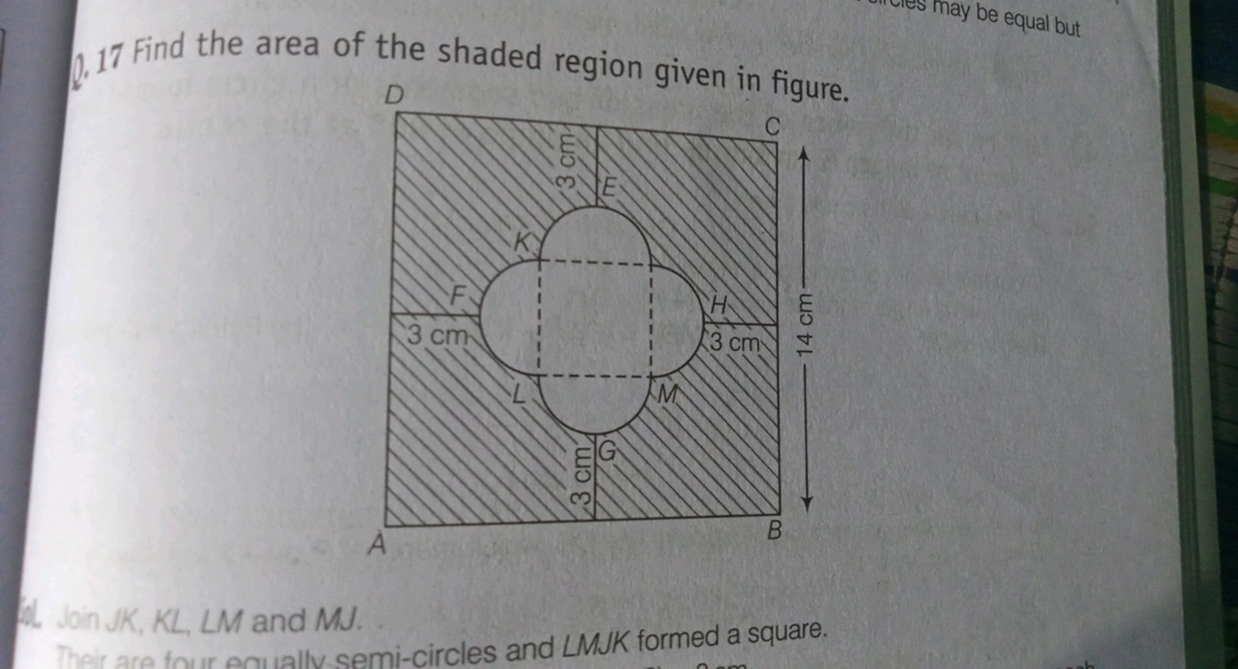 17 Find the area of the shaded region given in figure.
a. Join JK,KL,L