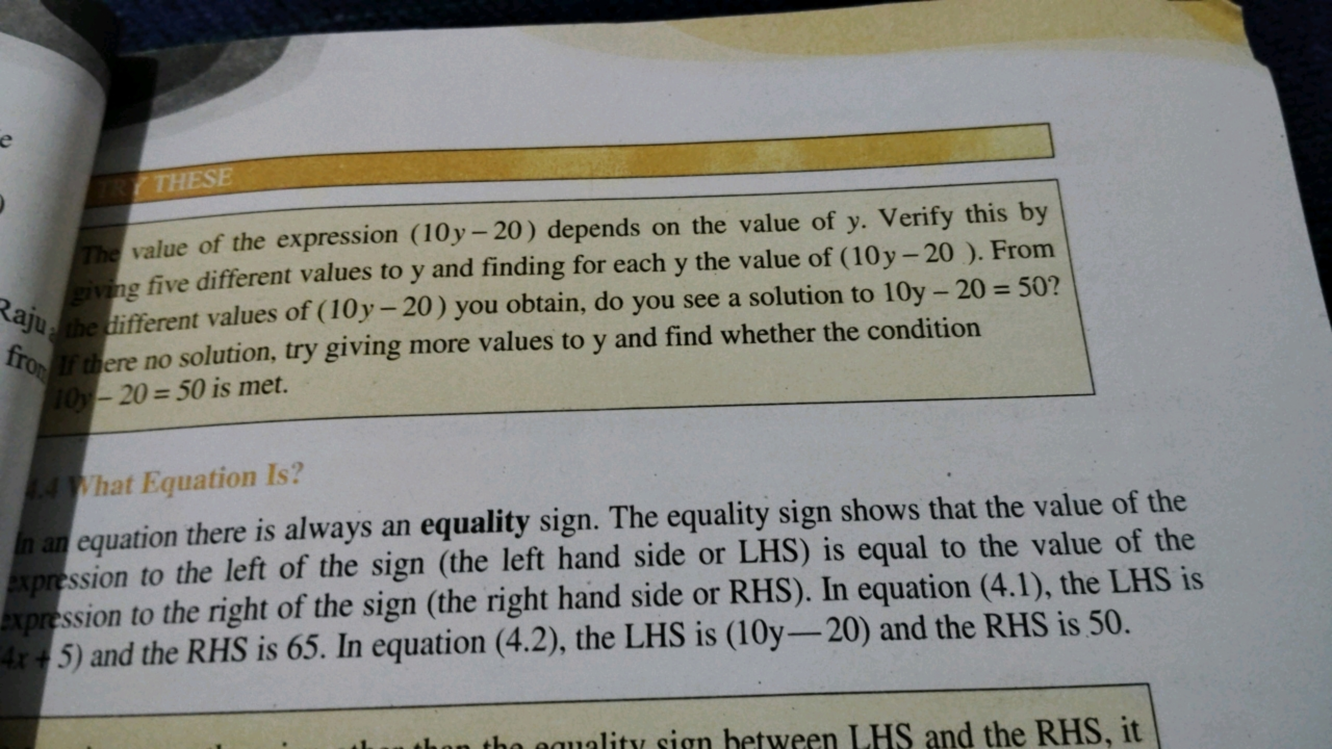 THESE
value of the expression (10y−20) depends on the value of y. Veri