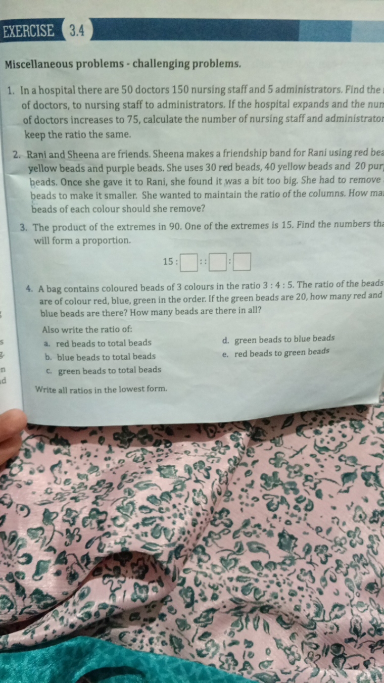 EXERCISE
3.4

Miscellaneous problems - challenging problems.
1. In a h