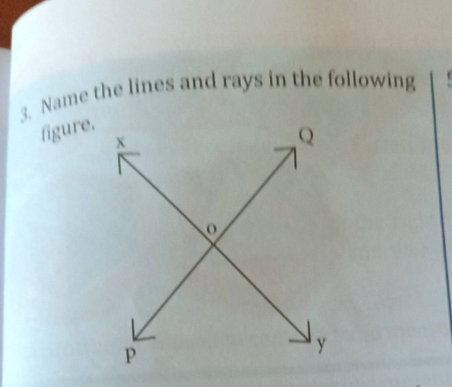 3. Name the lines and rays in the following figure.