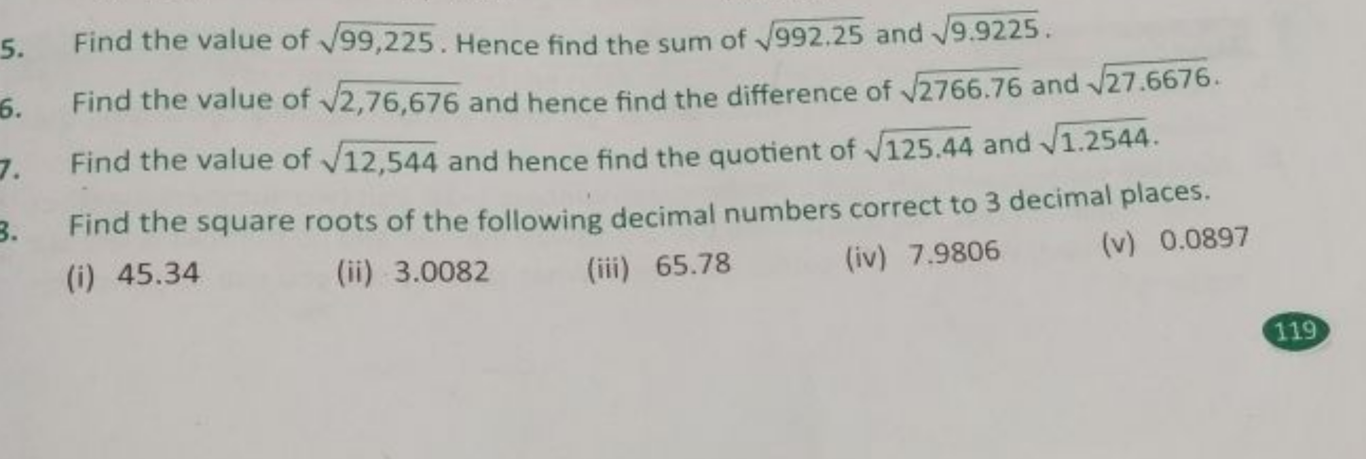 5. Find the value of 99,225​. Hence find the sum of 992.25​ and 9.9225