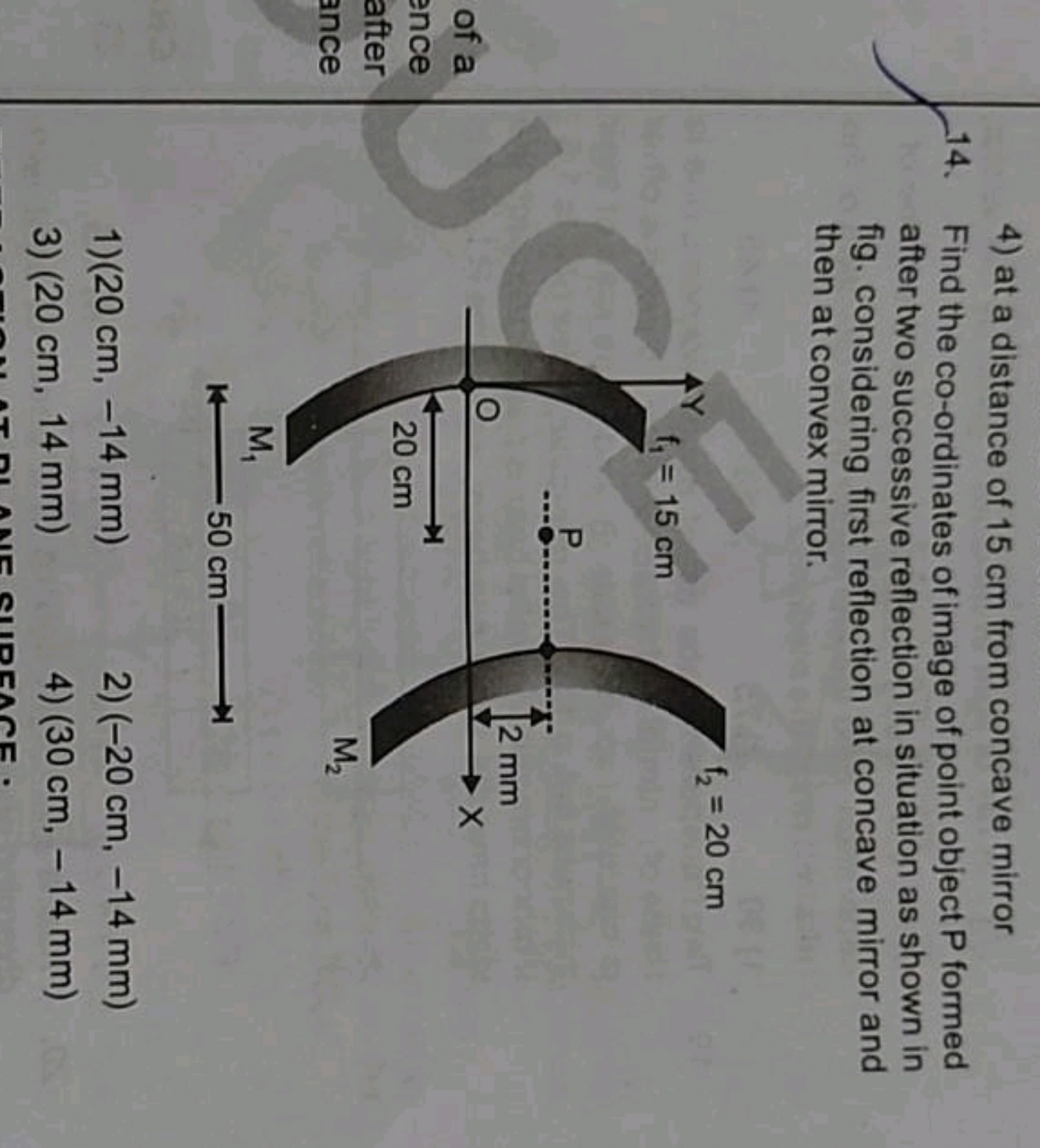 4) at a distance of 15 cm from concave mirror
14. Find the co-ordinate