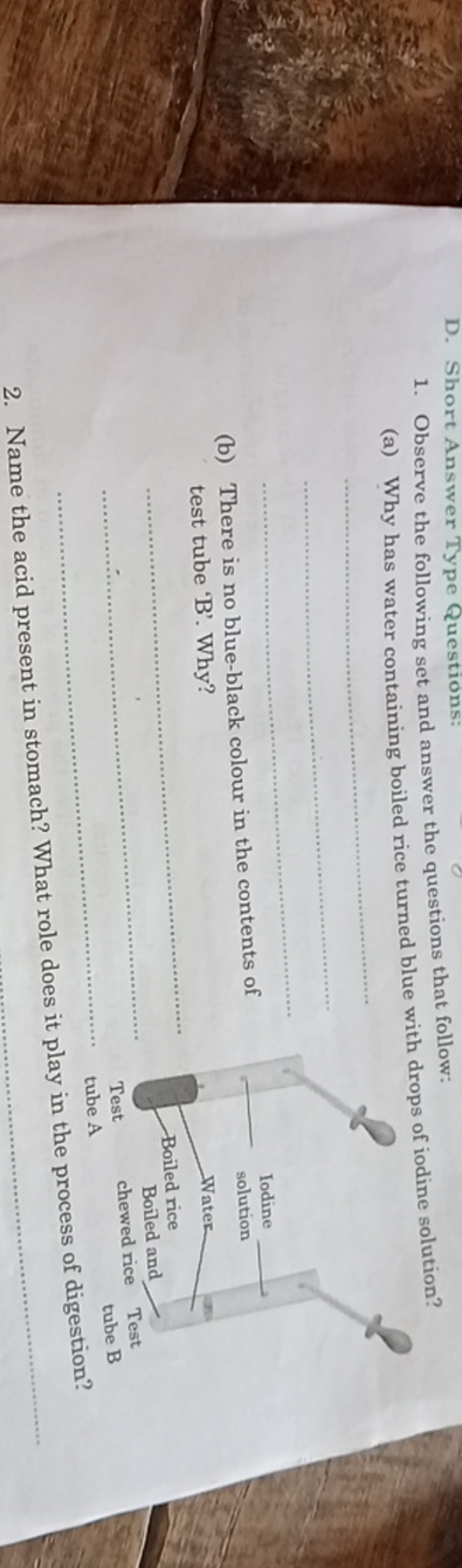 D. Short Answer Type Questions:
1. Observe the following set and answe