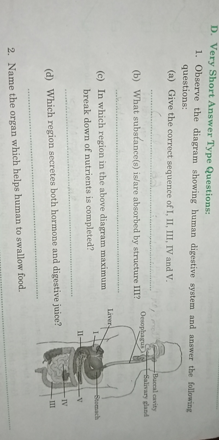 D. Very Short Answer Type Questions:
1. Observe the diagram showing hu