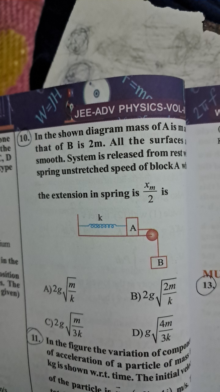 JEE-ADV PHYSICS-VOL-1
10. In the shown diagram mass of A is m8​ that o