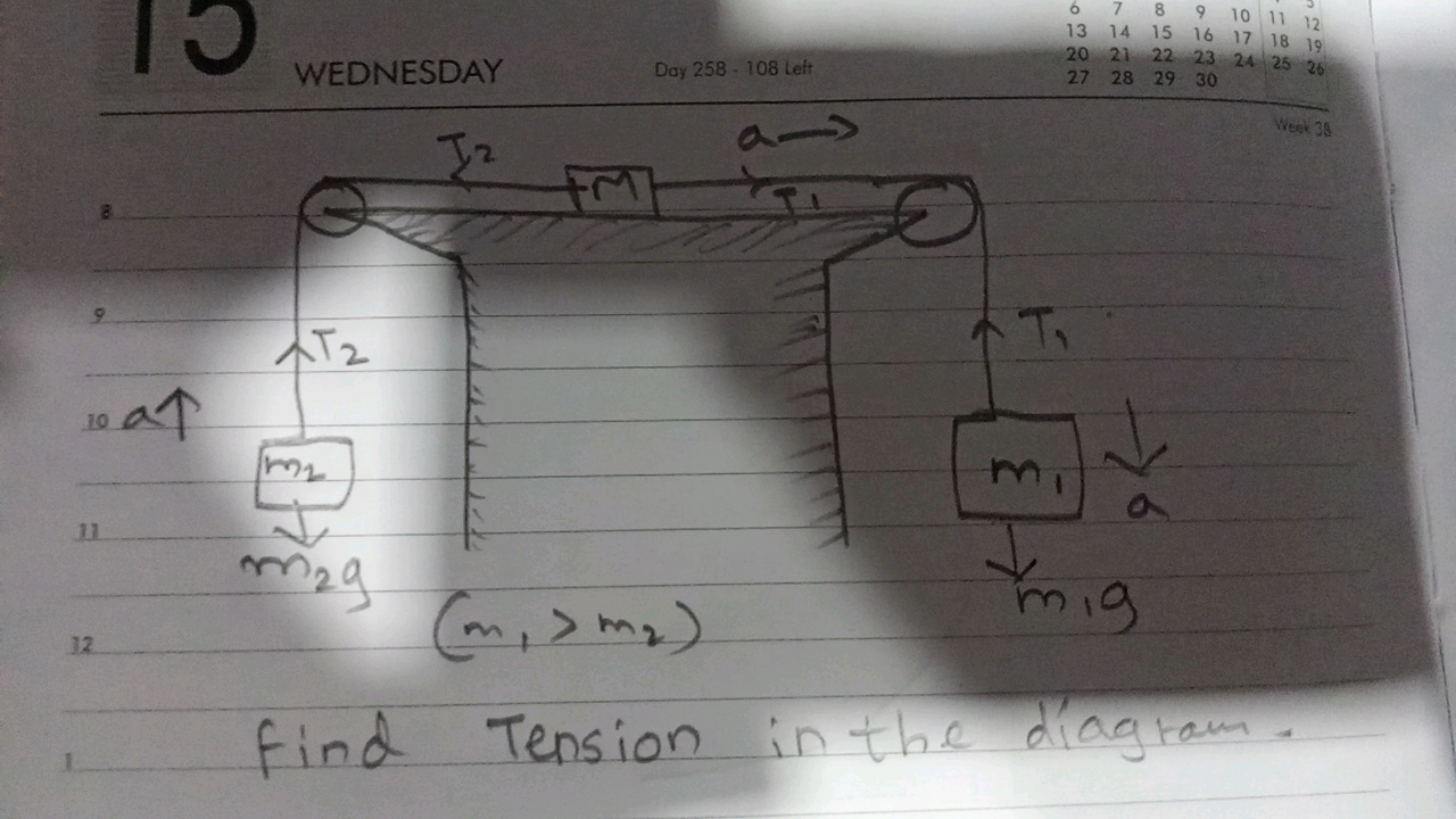 32
find Tension in the diagram,