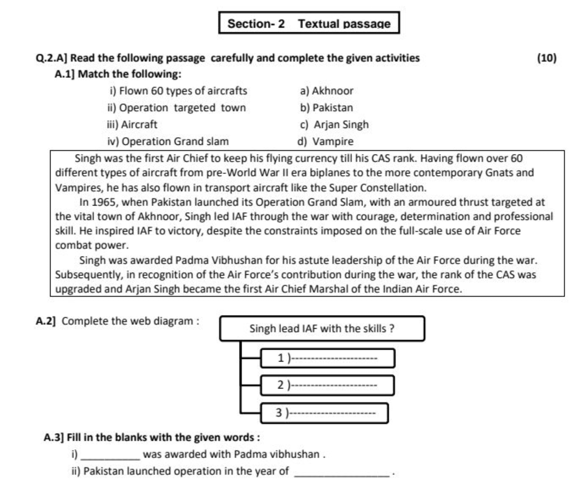 Section- 2 Textual passage
Q.2.A] Read the following passage carefully