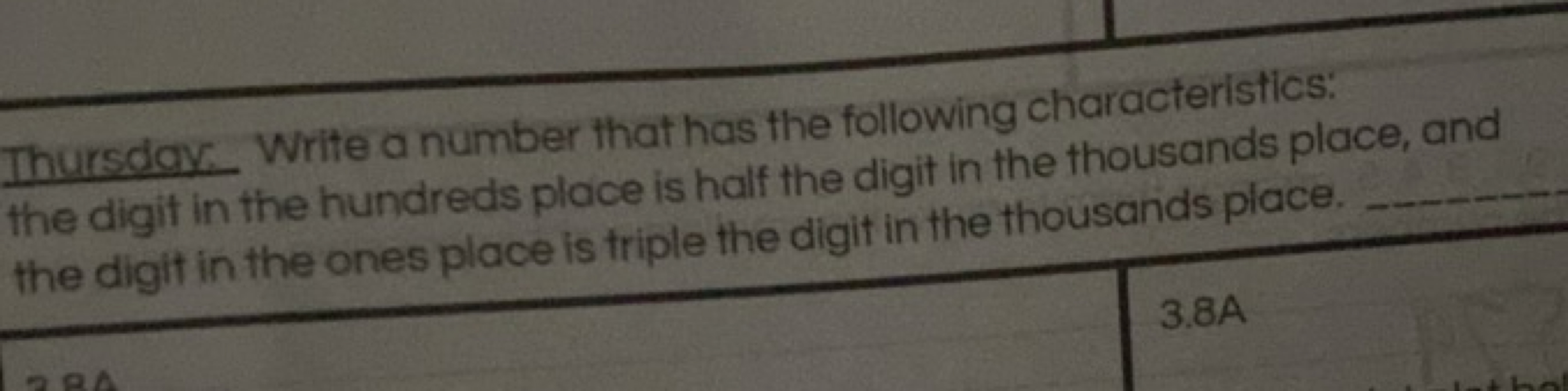 Thursday. Write a number that has the following characteristics: the d