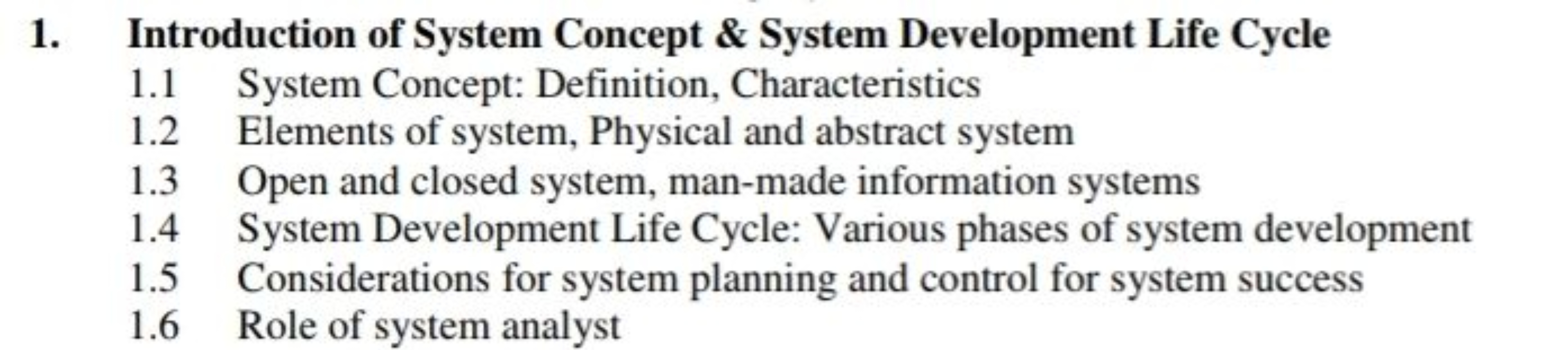 1. Introduction of System Concept \& System Development Life Cycle
1.1