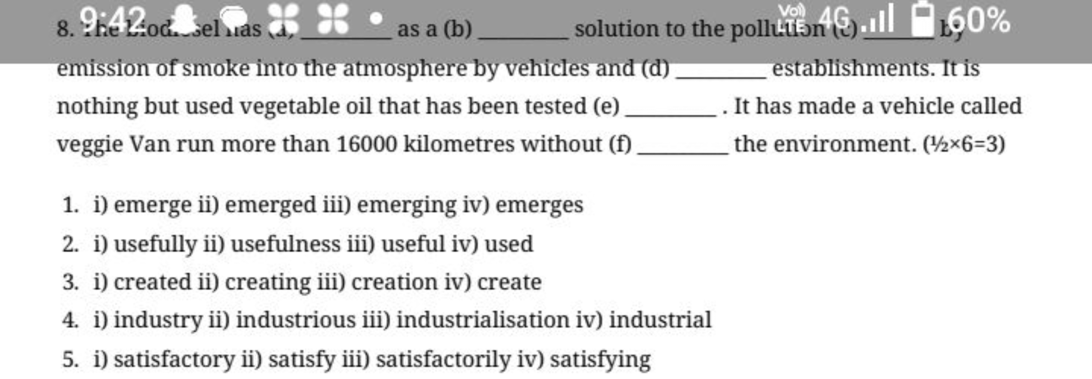 8. 9. 4 \&2od...jel uas d,  as a (b)  solution to the pollutit 4((1​) 