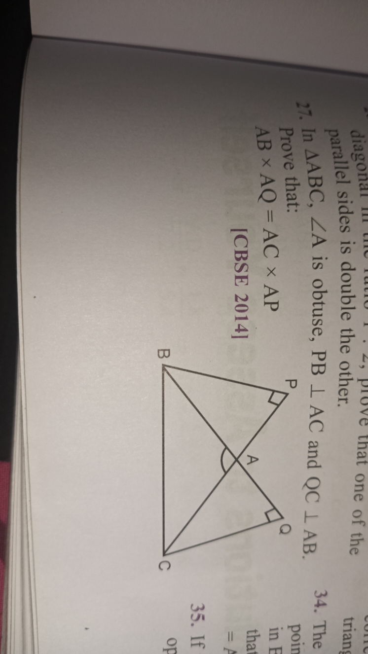 parallel sides is double the other.
that one of the
27. In △ABC,∠A is 