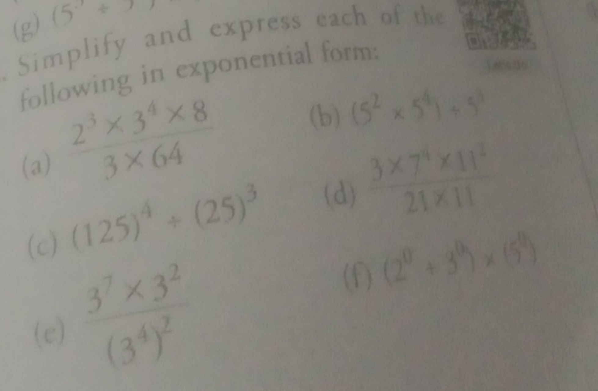 Simplify and express each of the following in exponential form:
(a) 3×