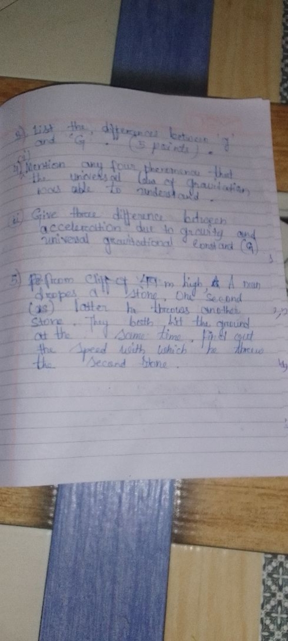 8) List the diferpinces between 'y' and 6G
(5) paints
4) Mention any f