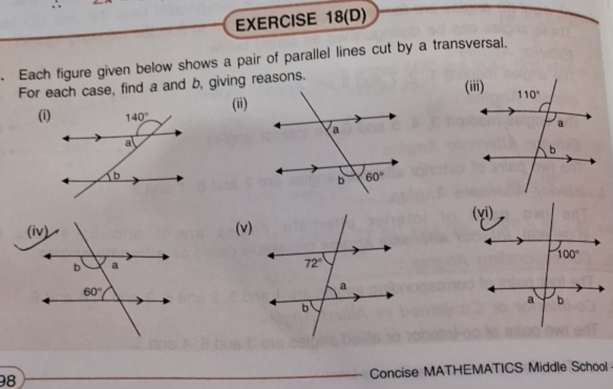 EXERCISE 18(D)
Each figure given below shows a pair of parallel lines 