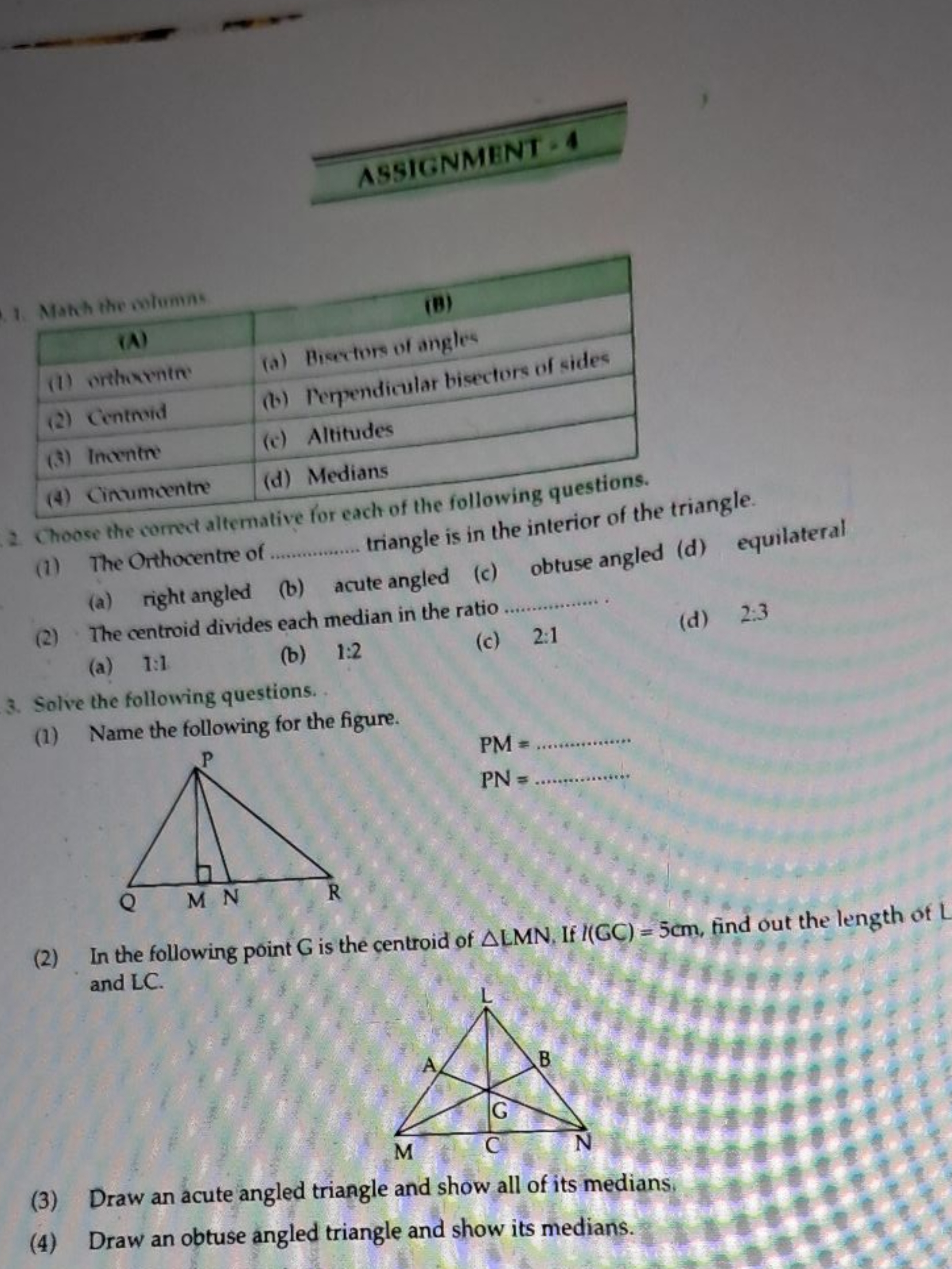 AS5IGNMENT - 4
(A)(B)(1) orthevente(a) Bestors of angles\begin{tabular