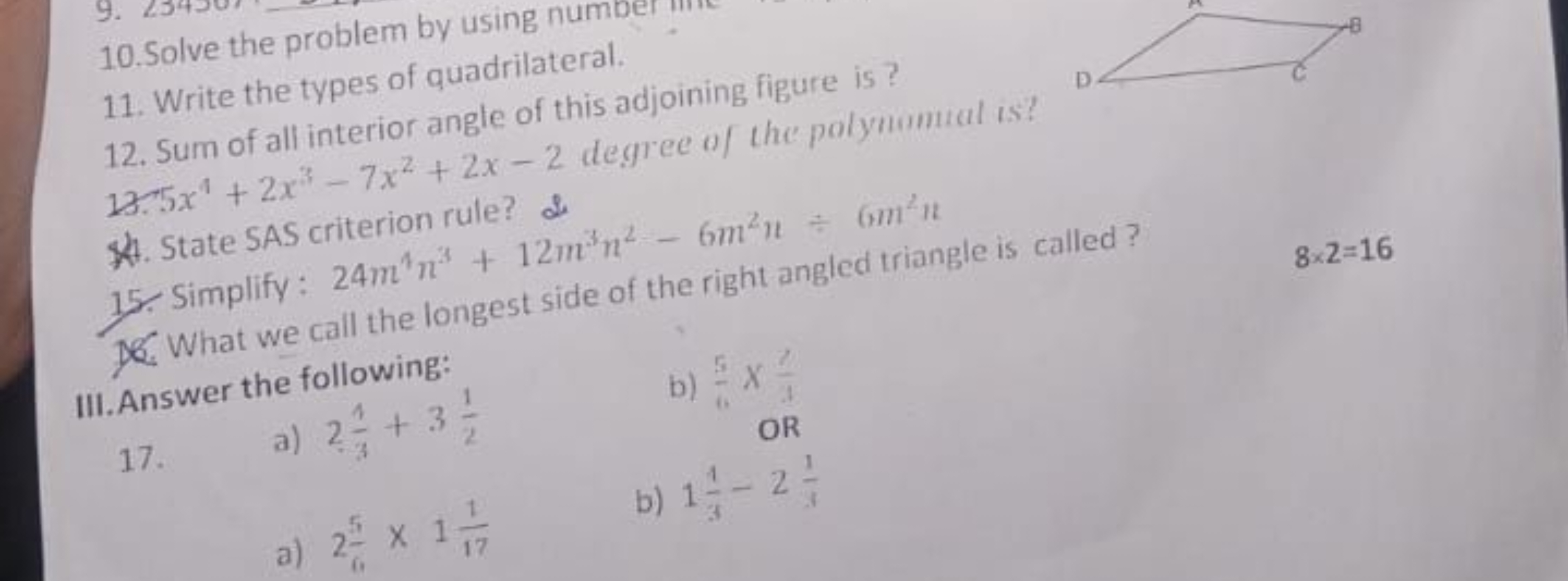 10.Solve the problem by using number mim
11. Write the types of quadri