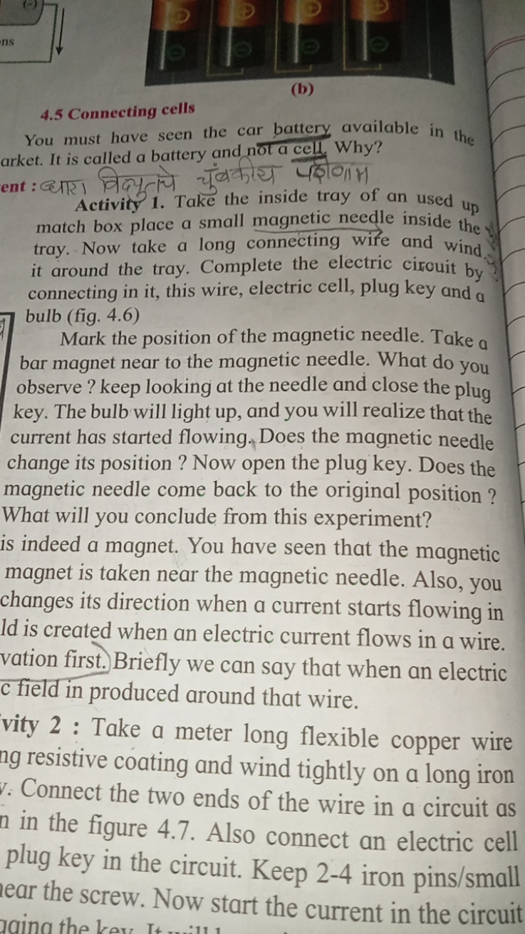 (b)
4.5 Connecting cells

You must have seen the car battery available