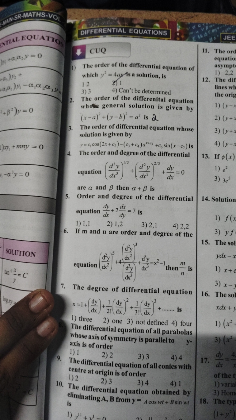 
DIFFERENTIAL EQUATIONSIAL EQUATIO
11​+α1​α2​y=0
CUQ
11. The ord
equat