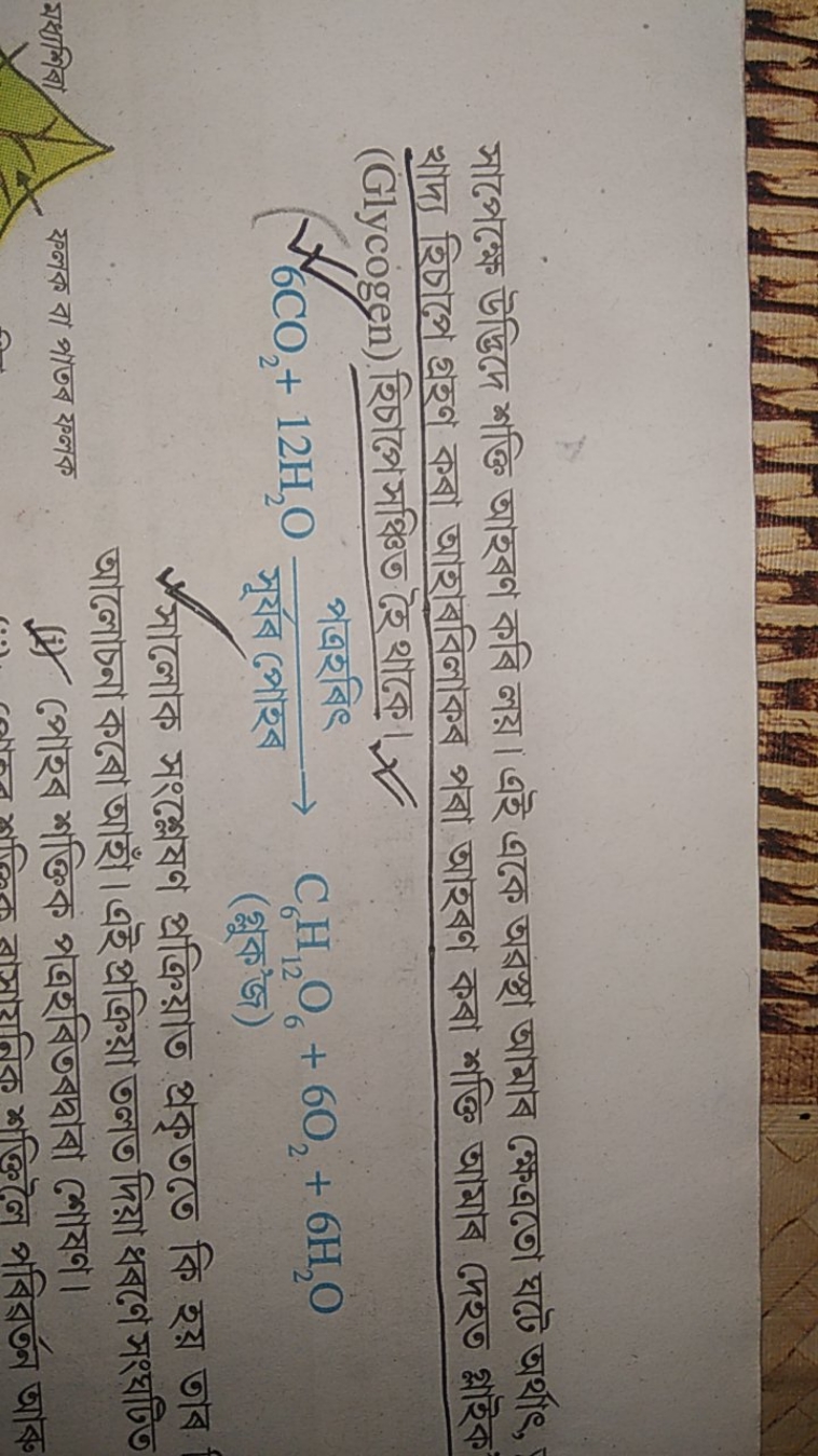 সাপেক্মে উড্টিদে শক্তি আহবণ কবি লয়। এই একে অরস্থা আমাব ক্ষেত্রতো ঘটে 