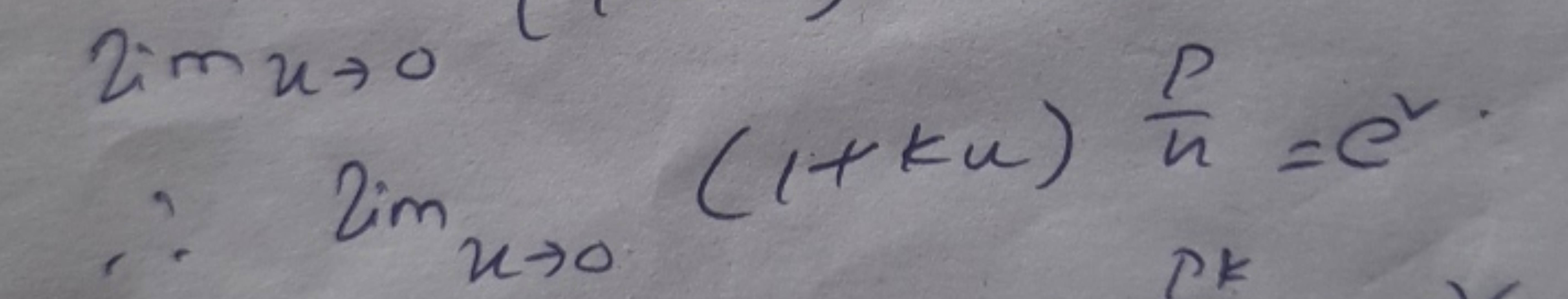 2imu→0
x→0lim​(1+ku)up​=e2. 