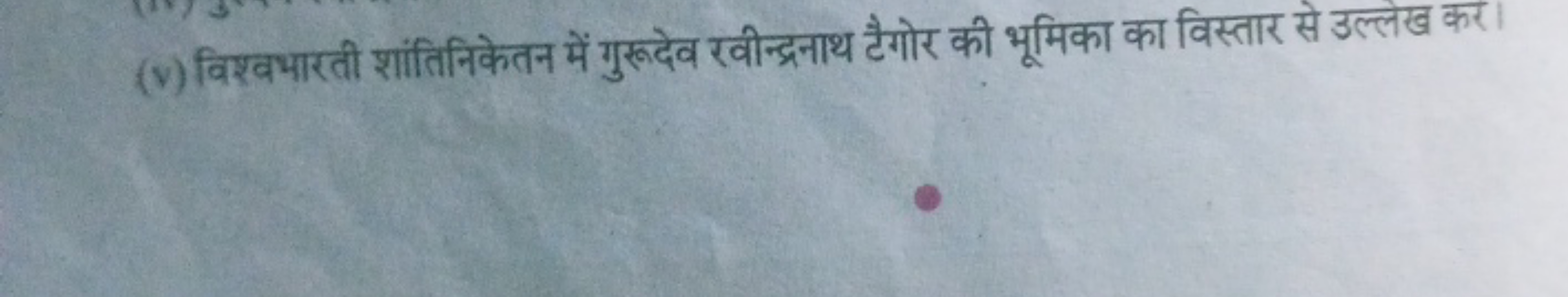 (v) विश्वभारती शांतिनिकेतन में गुरूदेव रवीन्द्रनाथ टैगोर की भूमिका का 