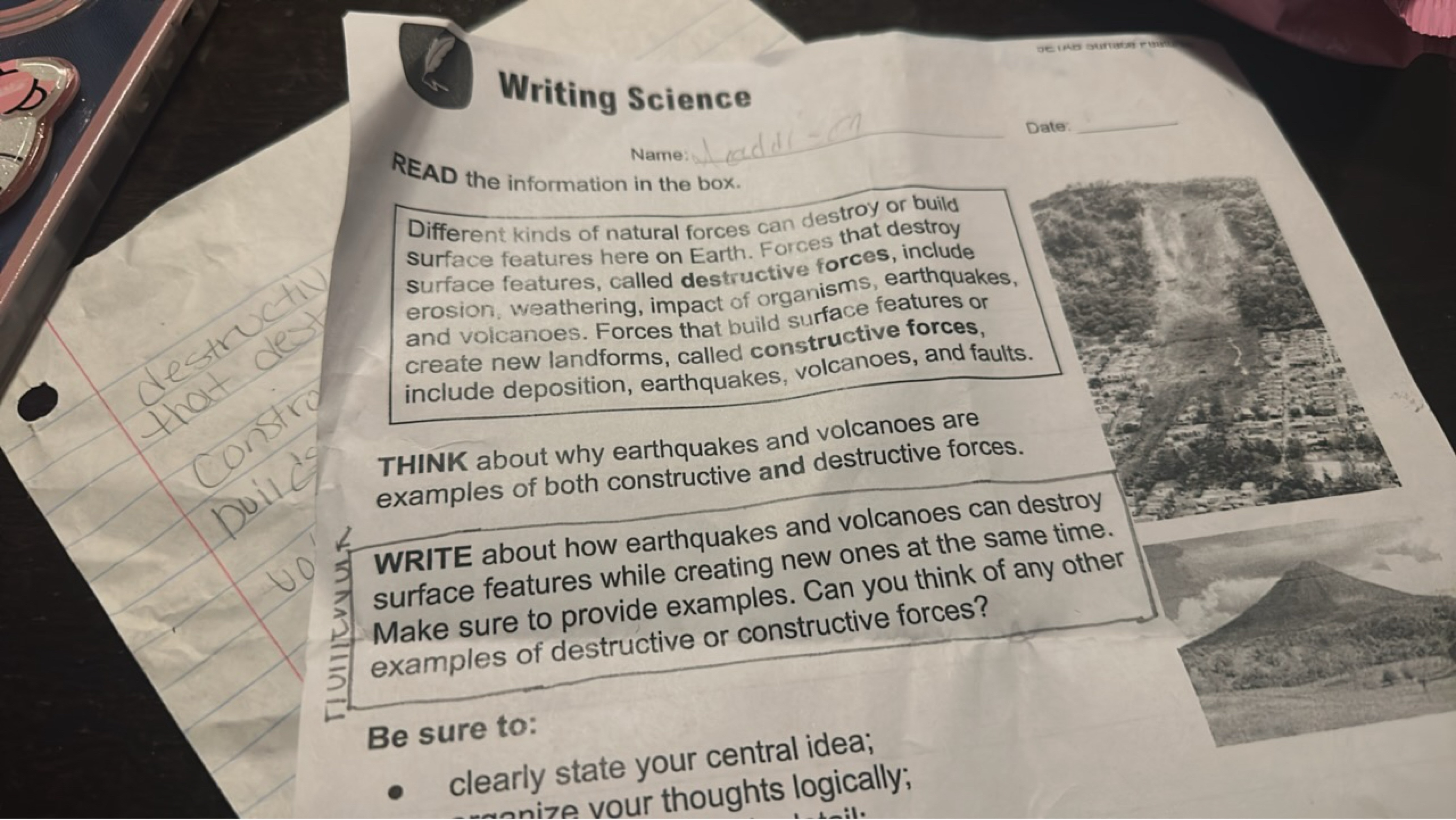 
Writing Science  Date. 
Name:
READ the information in the box.
Differ