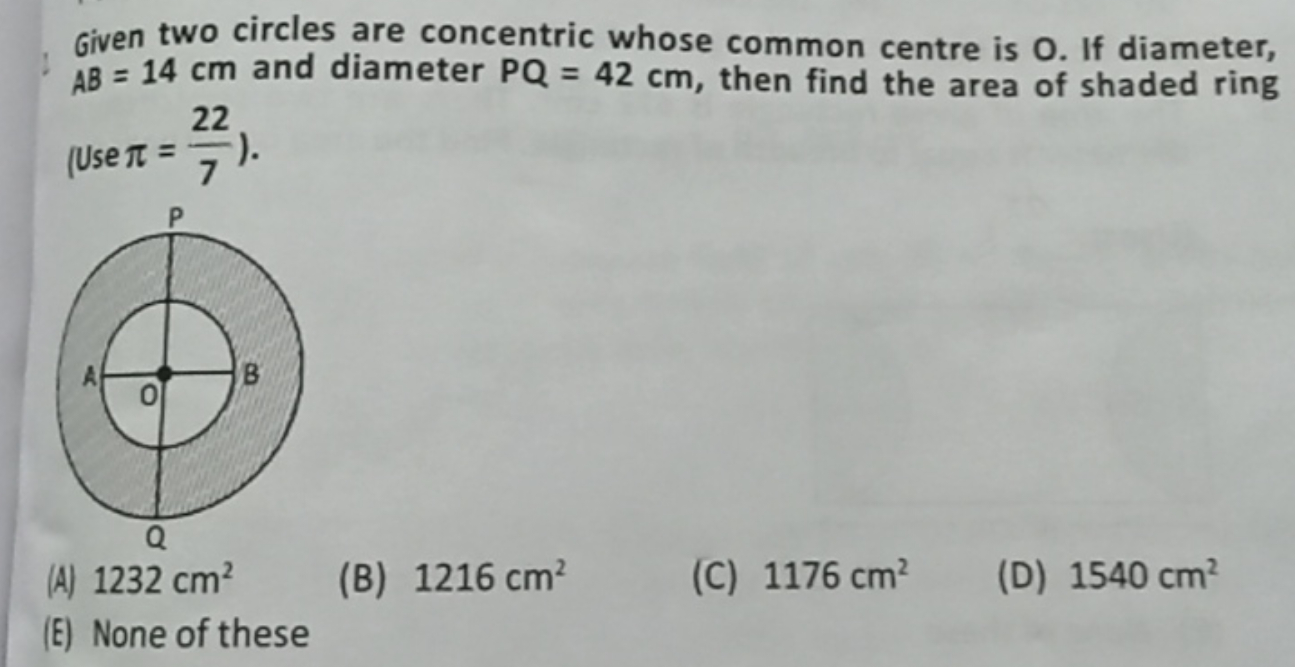 Given two circles are concentric whose common centre is O . If diamete