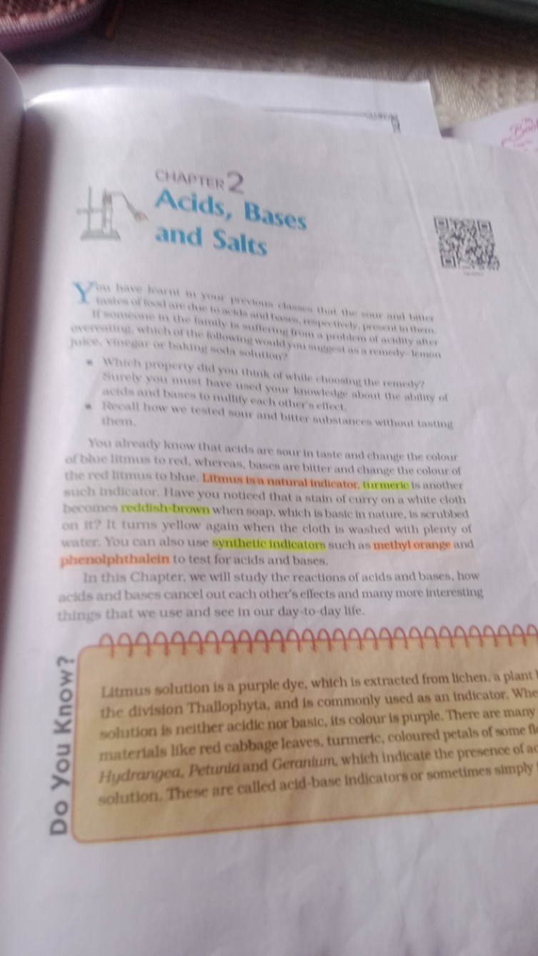 Chapter 2
Acids, Bases
and Salts
= Which t property did you think of w