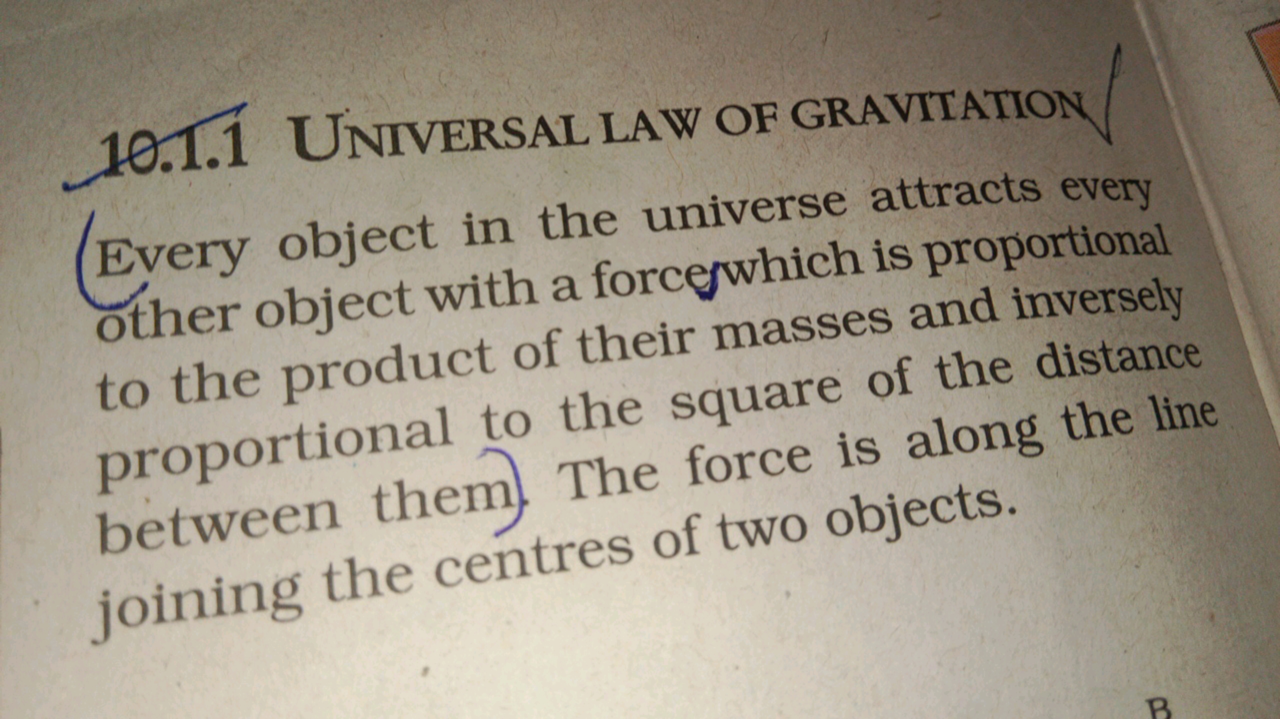 10.1.1 UNiversal Law of GRAVITATION (Every object in the universe attr