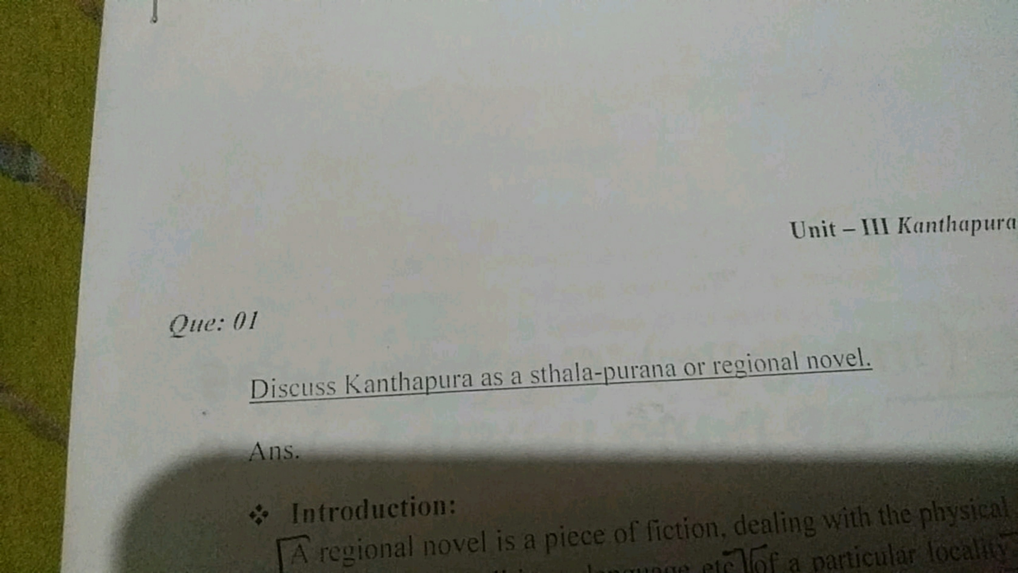 Unit - III Kanthapura

Que: 01
Discuss Kanthapura as a sthala-purana o