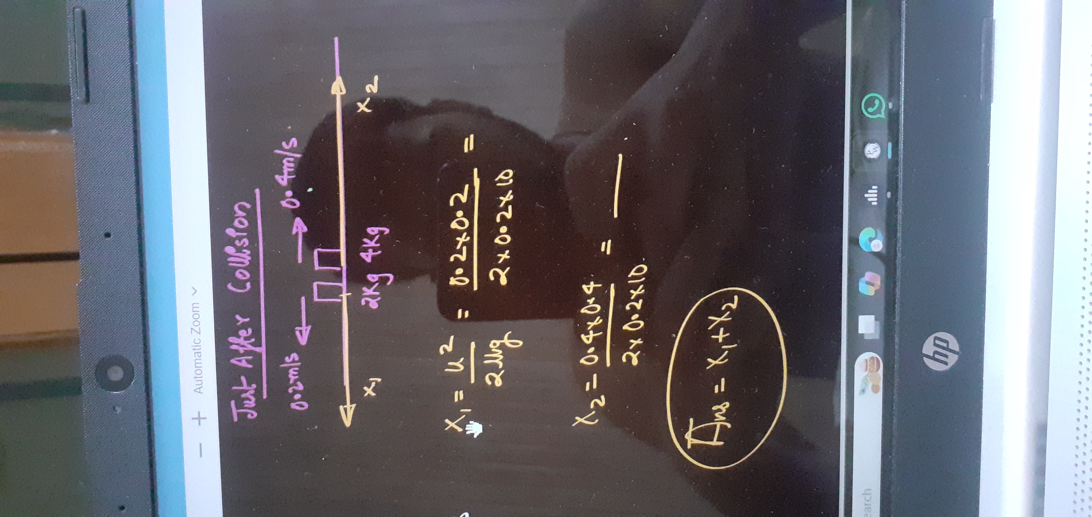 Jut After Collision
X1​=2lngu2​=2×0.2×100.2×0.2​=X2​=2×0.2×100.4×0.4​=