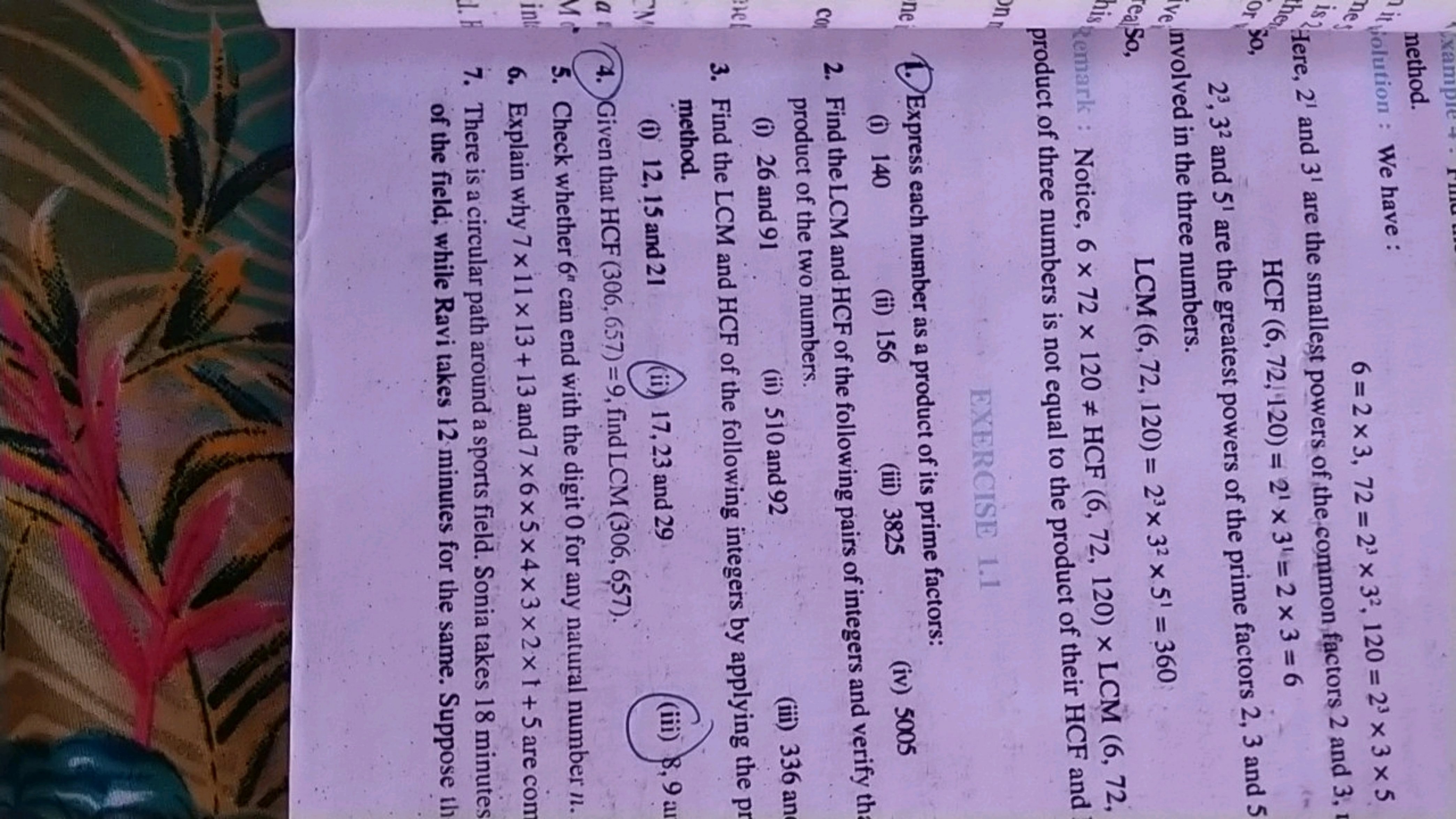 nethod.
It iolution: We have :
6=2×3,72=23×32,120=23×3×5

Here, 21 and