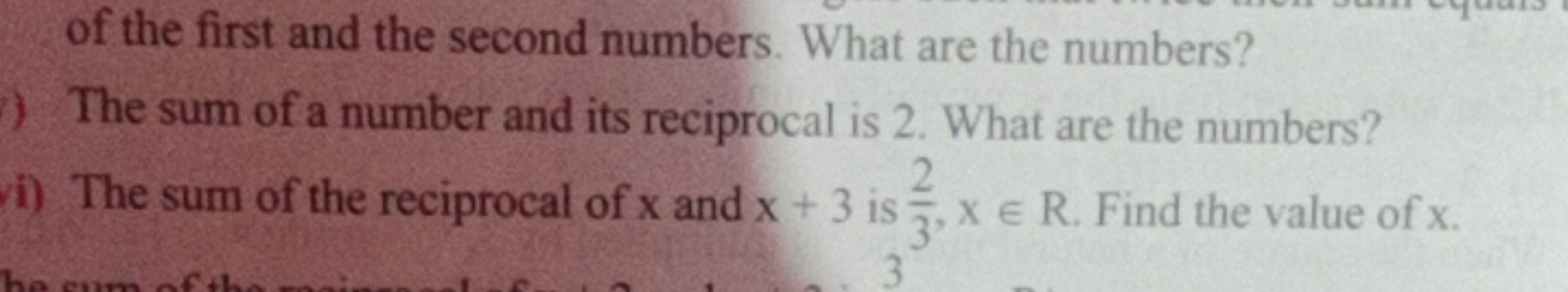 of the first and the second numbers. What are the numbers?
The sum of 