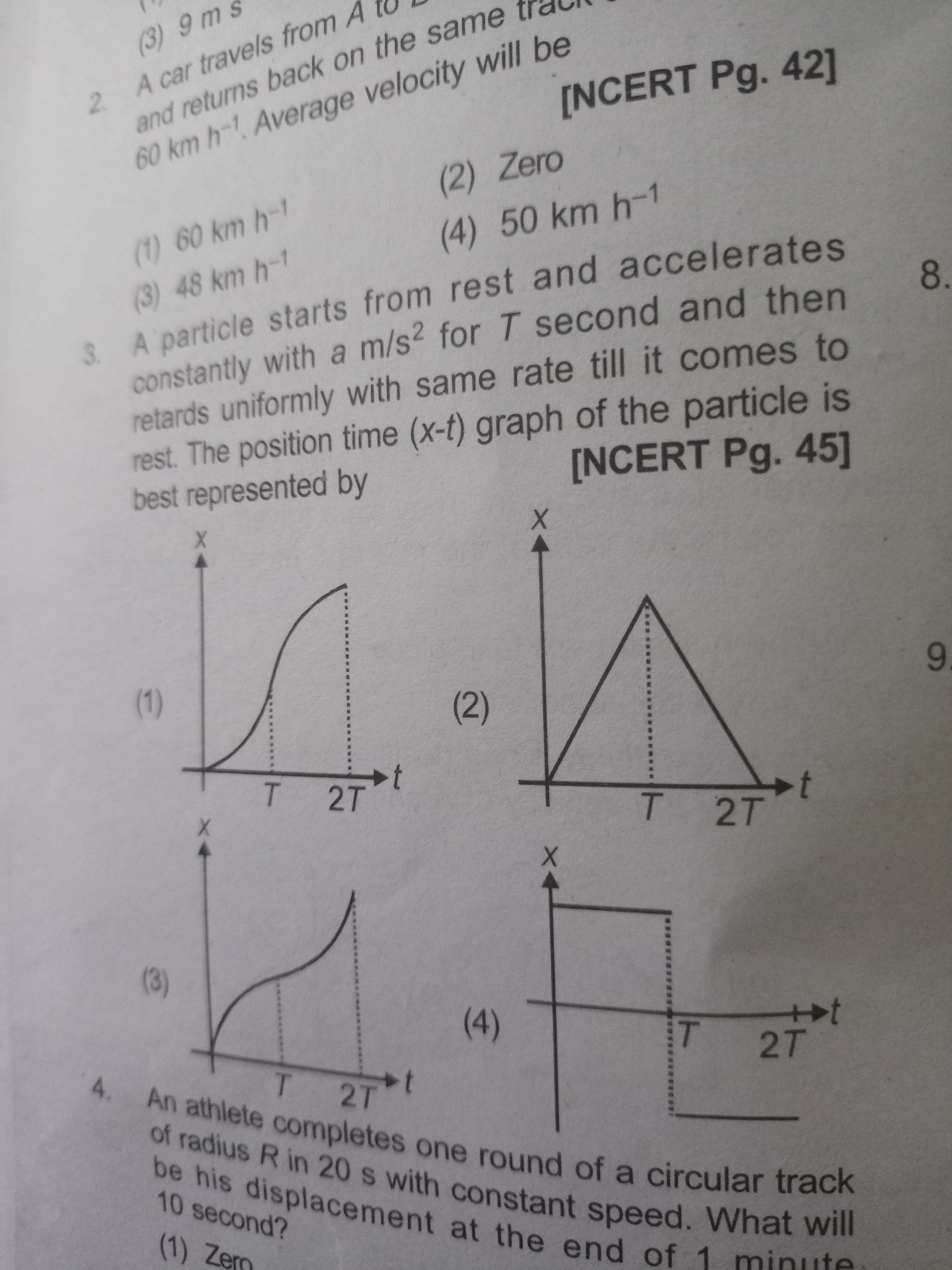 2. AC and □ and retums back on the same
[NCERT Pg. 42]
(2) Zero
(1) 60