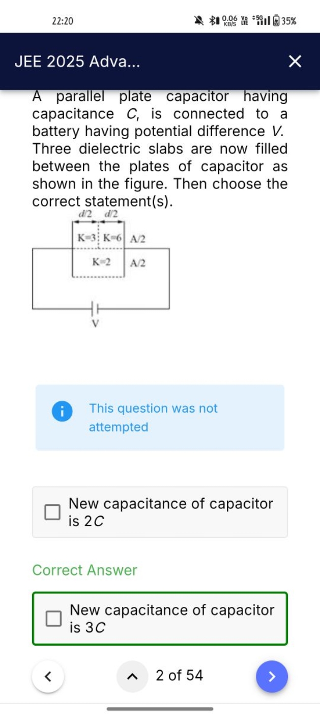 22:20
JEE 2025 Adva...
A parallel plate capacitor having capacitance C