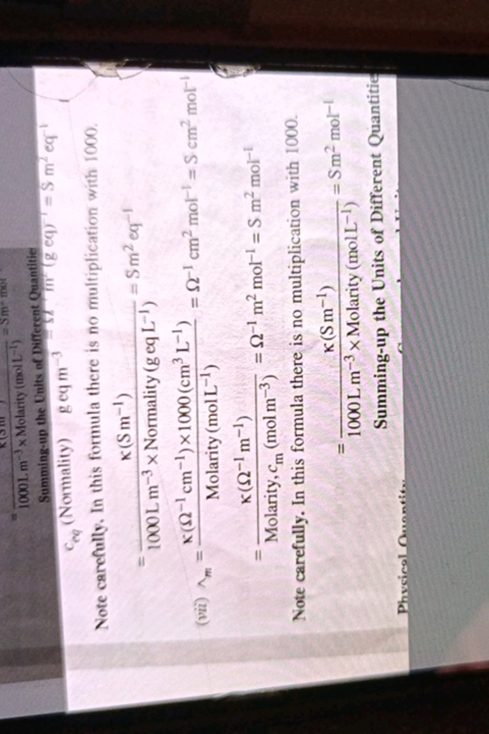 Summing-up the Units of Different Quantitie

Note carefully. In this f