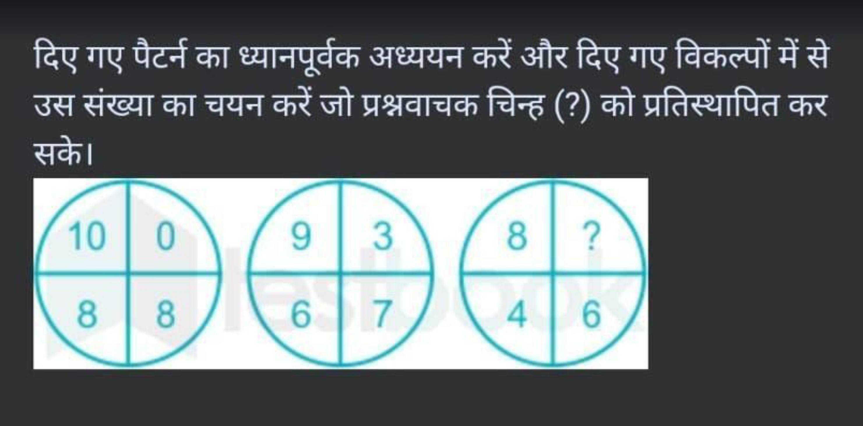 दिए गए पैटर्न का ध्यानपूर्वक अध्ययन करें और दिए गए विकल्पों में से उस 