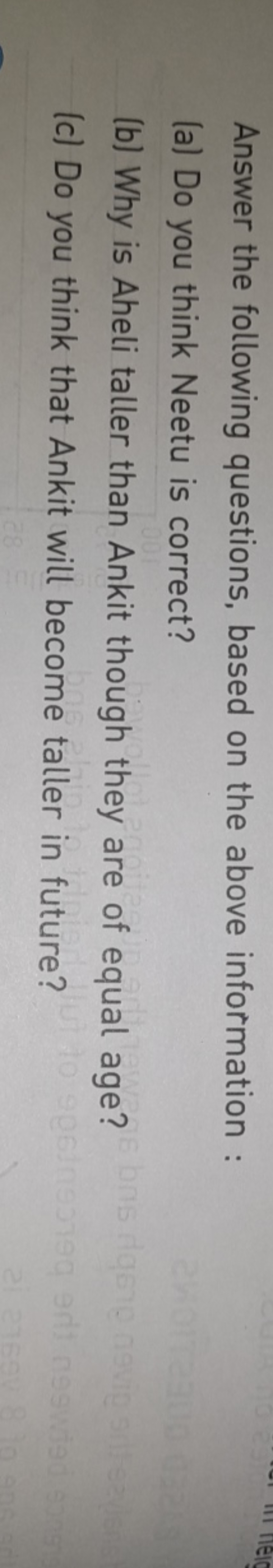 Answer the following questions, based on the above information :
(a) D