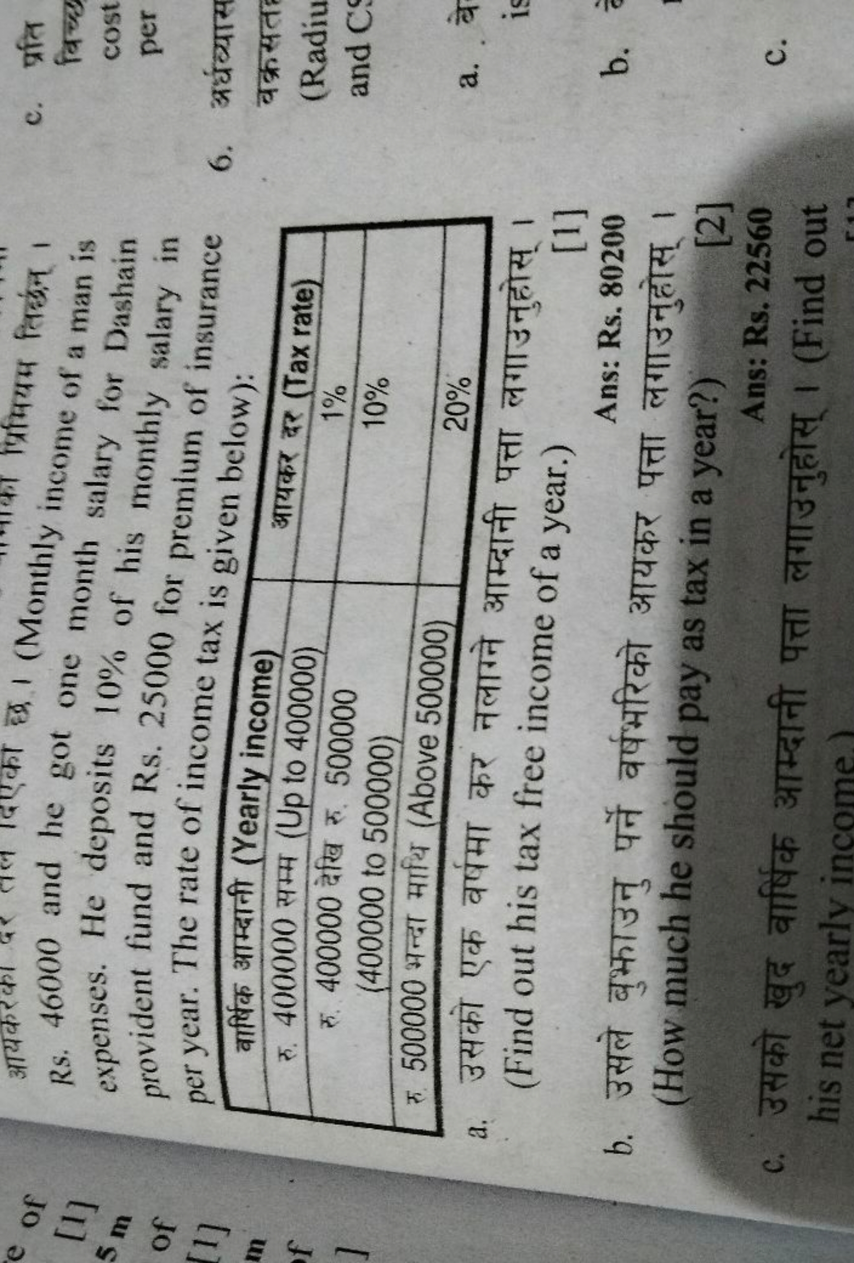 प्रमियम तिद्धन् । Rs. 46000 and he got one monly income of a man is ex