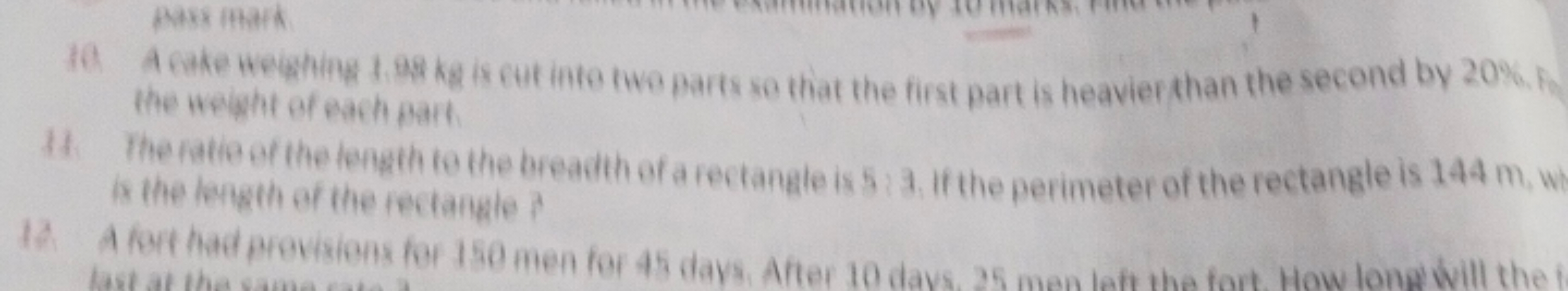 10. A gake weiehine d, g kg is cut inte two parts so that the first pa