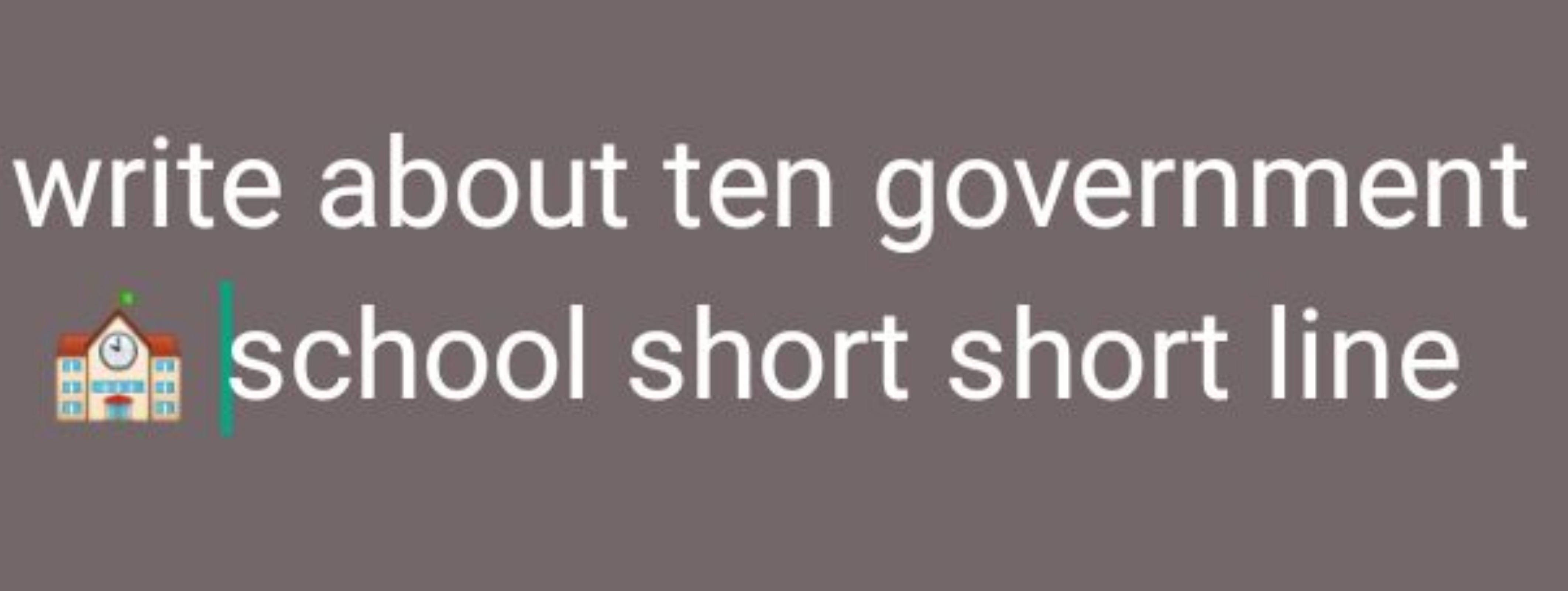 write about ten government school short short line