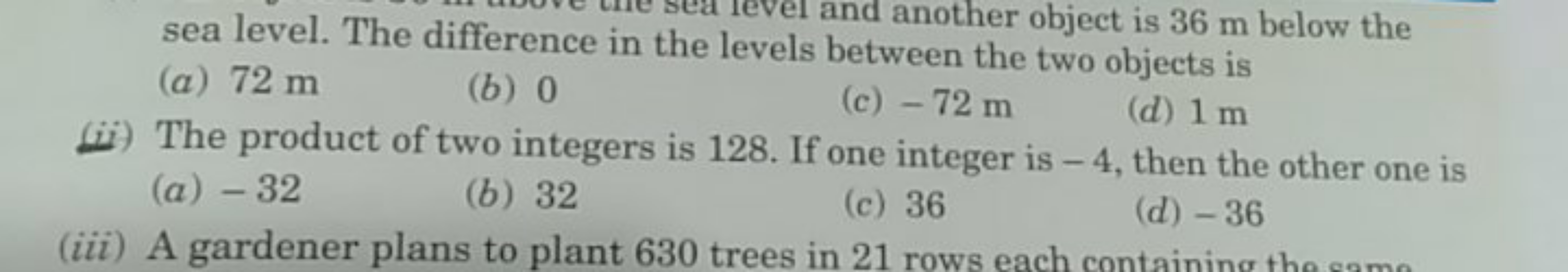 sea level. The difference in the levol and another object is 36 m belo